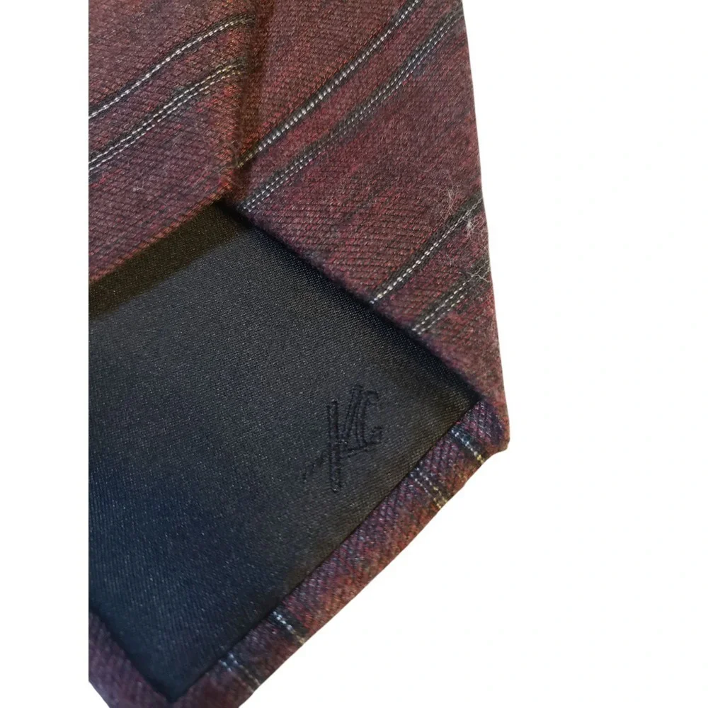 Kenneth Cole New York Mens Tie Necktie Designer Burgundy Black White Stripe‎